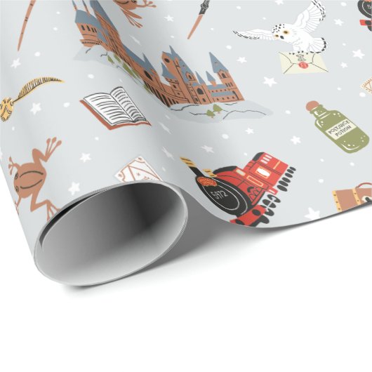 Papier Cadeau Harry Potter Cartoon Hogwarts Pattern (Coin rond)