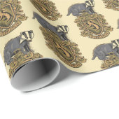 Papier Cadeau Harry Potter | Cimier de Hufflepuff avec Badger (Coin rond)