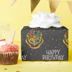 Papier Cadeau Harry Potter   Cimier de Poudlard - Joyeux anniver