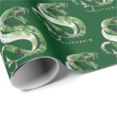 Papier Cadeau Harry Potter | SLYTHERIN™ Serpent Aquarelle (Coin rond)