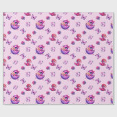 Papier Cadeau Hatching Bientôt Baby Baby shower Dinosaure rose (Plat)