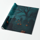 Papier Cadeau Haunted Cemetery Halloween Gift Wrap – Stunning (Déroulé)
