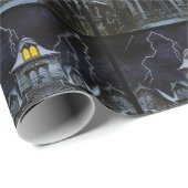 Papier Cadeau Haunted House Halloween (Coin rond)