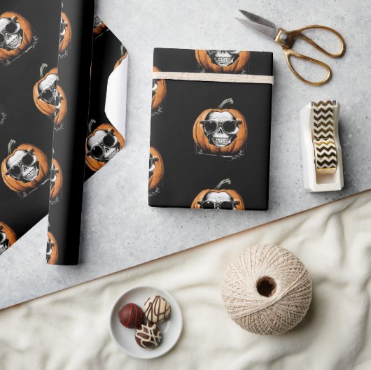 Papier Cadeau Haunting Jack O'Lantern Grinning Crâne Halloween (Artisanat)