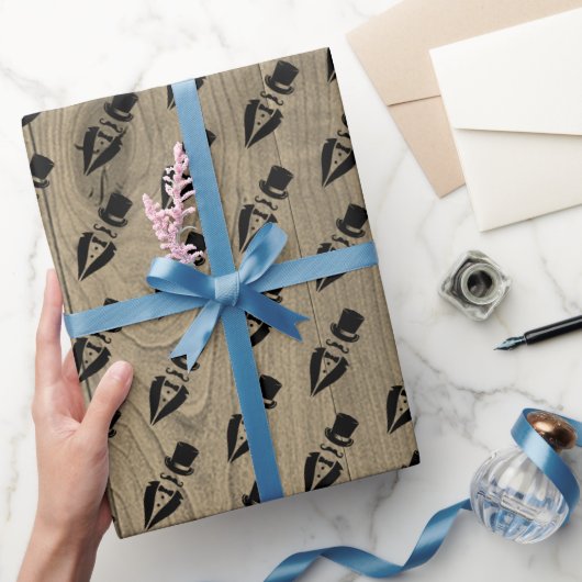 Papier Cadeau Haut Chapeau Tuxedo Mustache Mariage papier d'enve (Cadeaux)