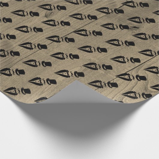 Papier Cadeau Haut Chapeau Tuxedo Mustache Mariage papier d'enve (Coin)