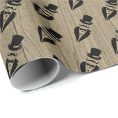 Papier Cadeau Haut Chapeau Tuxedo Mustache Mariage papier d'enve (Coin rond)