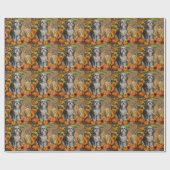 Papier Cadeau Havanais Chien automne récolte Thanksgiving (Plat)
