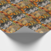Papier Cadeau Havanais Chien automne récolte Thanksgiving (Coin)