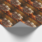 Papier Cadeau Havanais chiot automne ravi Citrouille (Coin)