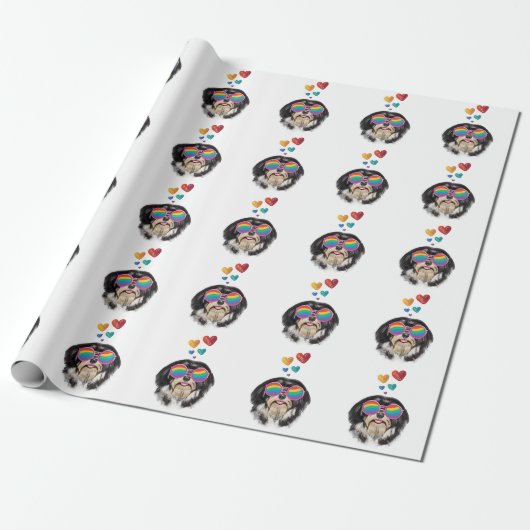 Papier Cadeau Havanese Chien avec coeurs Saint-Valentin Throw Pi (Déroulé)