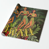 Papier Cadeau Hawaii Aloha Palm Hula Art Design (Déroulé)