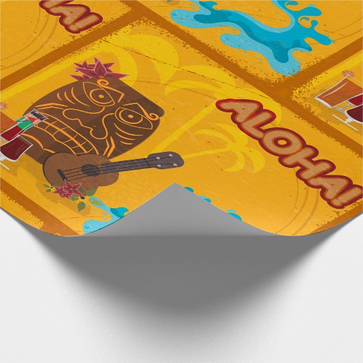 Papier Cadeau Hawaii Aloha Tiki Bar Retro Luau Party