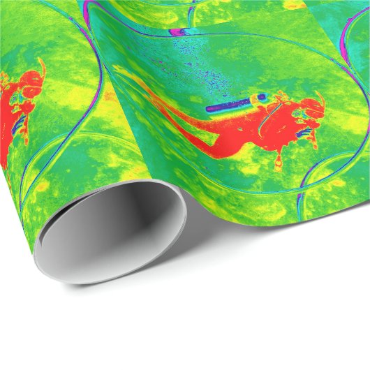 Papier Cadeau Hawaii Scuba Diver (Coin rond)