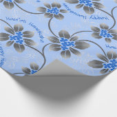 Papier Cadeau Hawaiian Holly Hanoukka Blue Floral (Coin)