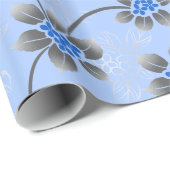 Papier Cadeau Hawaiian Holly Hanoukka Blue Floral (Coin rond)
