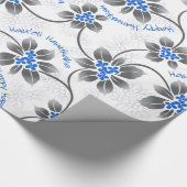 Papier Cadeau Hawaiian Holly Hanoukka Blue Floral (Coin)