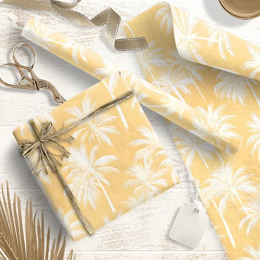 Papier Cadeau Hawaiian Palm Tree Silhouette Motif Gold ID1093