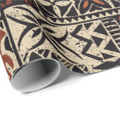 Papier Cadeau Hawaiian style tapa tribal fabric abstract patchwo (Coin rond)