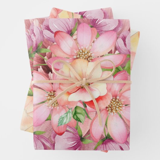 Papier cadeau "Hawaiian Summer Florals" (En situation)