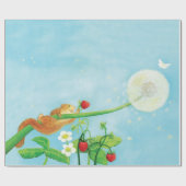 Papier Cadeau Hazel Dormouse, fraises sauvages et bouffée de pis (Plat)