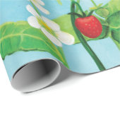 Papier Cadeau Hazel Dormouse, fraises sauvages et bouffée de pis (Coin rond)