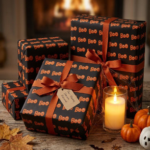 Papier Cadeau Hé Boo Est-ce que je t'ai fait peur Typographie De