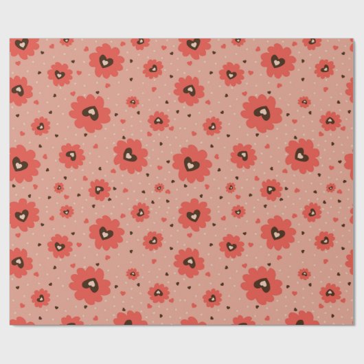 Papier Cadeau Heart Bloom Flowers (Plat)