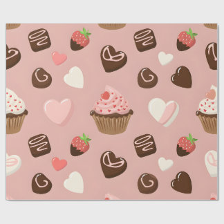 Papier Cadeau Heart Cupcake Chocolate Valentine Wrapping