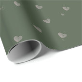 Papier Cadeau Heart Love Christmas Dark Green Wrapper Papier (Coin rond)