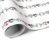 Papier Cadeau Heartbeat Lebanon Palestine Unity drapeaux. (Coin rond)