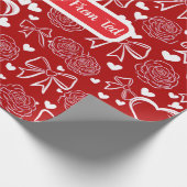 Papier Cadeau Hearts and Roses Personalizable Wrapping Paper (Coin)