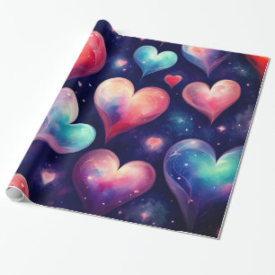 Papier Cadeau Hearts Stars Valentine Galaxy