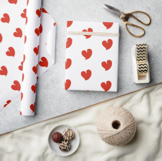 Papier Cadeau Hearty Hearts - Red and White - Wrapping Paper