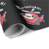 Papier Cadeau Heli-llujah Funny Helicopter Pun Dark BG (Coin rond)