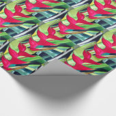 Papier Cadeau Heliconia Lobster Claw fleur d'aquarelle tropicale (Coin)