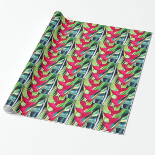 Papier Cadeau Heliconia Lobster Claw fleur d'aquarelle tropicale