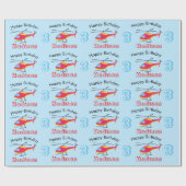 Papier Cadeau Hélicoptère volant mignon Anniversaire Nom et âge (Plat)