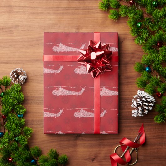Papier Cadeau Hélicoptères Snowflake - Rouge (Cadeau de vacances)