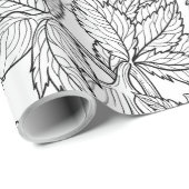 Papier Cadeau Hellebores en noir et blanc (Coin rond)