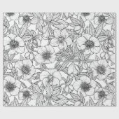Papier Cadeau Hellebores en noir et blanc (Plat)