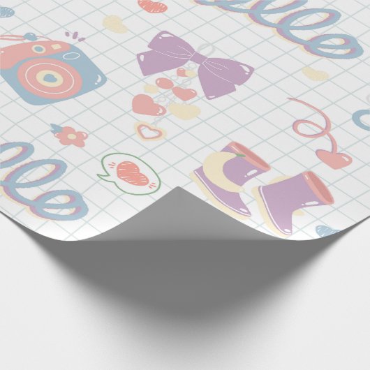 Papier Cadeau Hello! Girl things pattern (Coin)