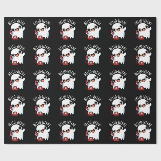 Papier Cadeau Hello-ween Funny Ghost Pun Dark BG (Plat)