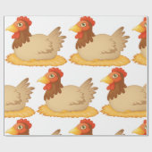 Papier Cadeau Hen assis sur le nid mûre animal de ferme (Plat)