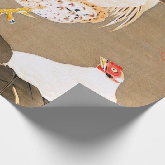 Papier Cadeau Hen et coq avec Grapevine par Ito Jakuchu (Coin)