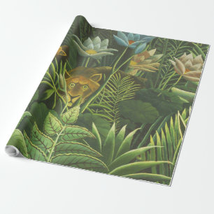 Papier Cadeau Henri Rousseau Impression de la Jungle Tropicale L