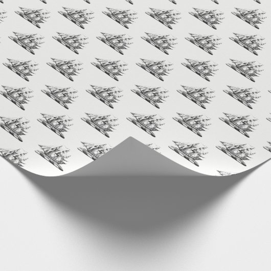 Papier Cadeau Héraldique Vintage Nautique Clipper Ship Crest (Coin)