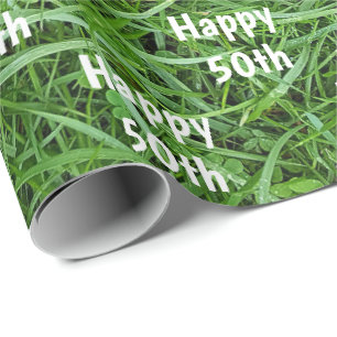 Papier Cadeau Herbe Verte 50e Anniversaire