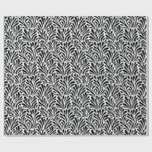 Papier Cadeau Herbes de feuillage blanc et noir motif (Plat)