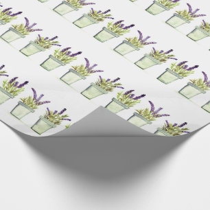 Papier Cadeau Herbes lavande aquarelle Élégante Fleurs pourpres